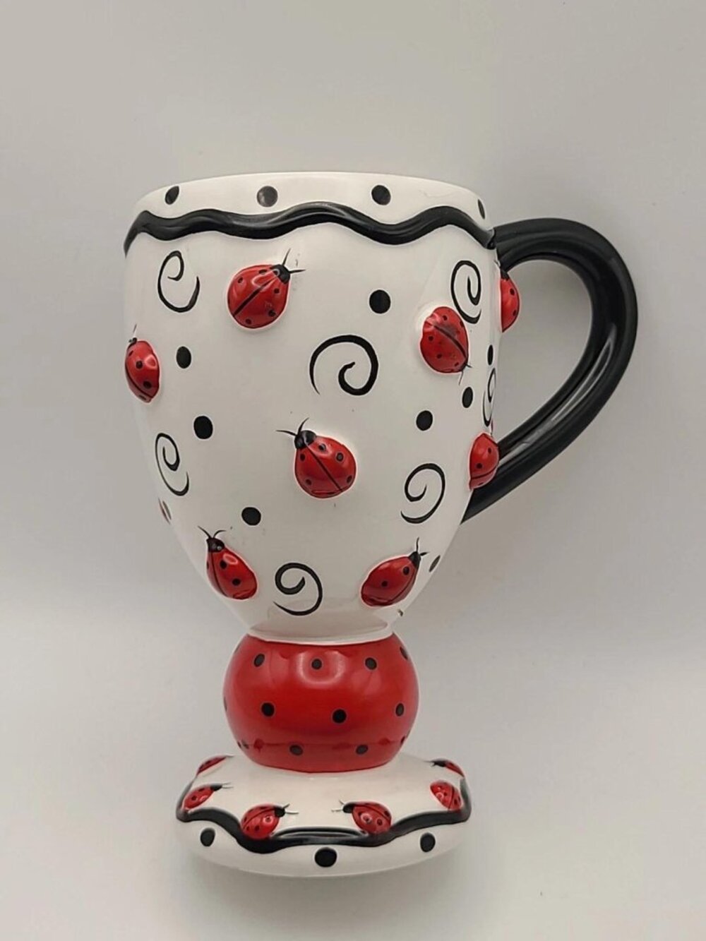 Burton & Burton 3D Ladybug Pedestal Coffee Mug